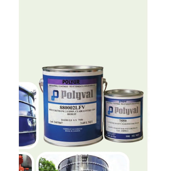 Polyur 8000 Series — Polyval-branded base + catalyst can pair, aliphatic acrylic polyurethane high-gloss DTM topcoat