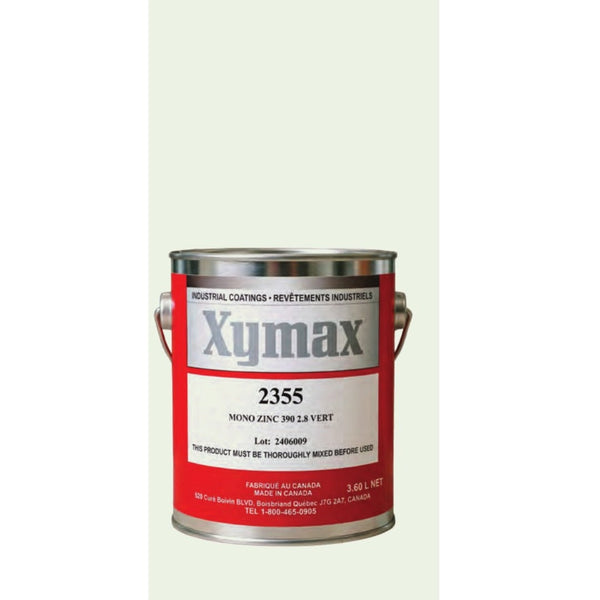 Xymax Mono Zinc 390 — red Xymax-branded can, MIO zinc-pigmented moisture-cure primer with 65% zinc DFT