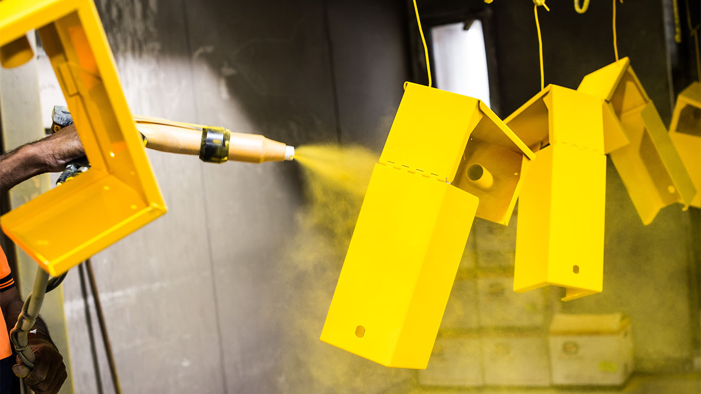 Powder coating line in a manufacturing facility — coating systems