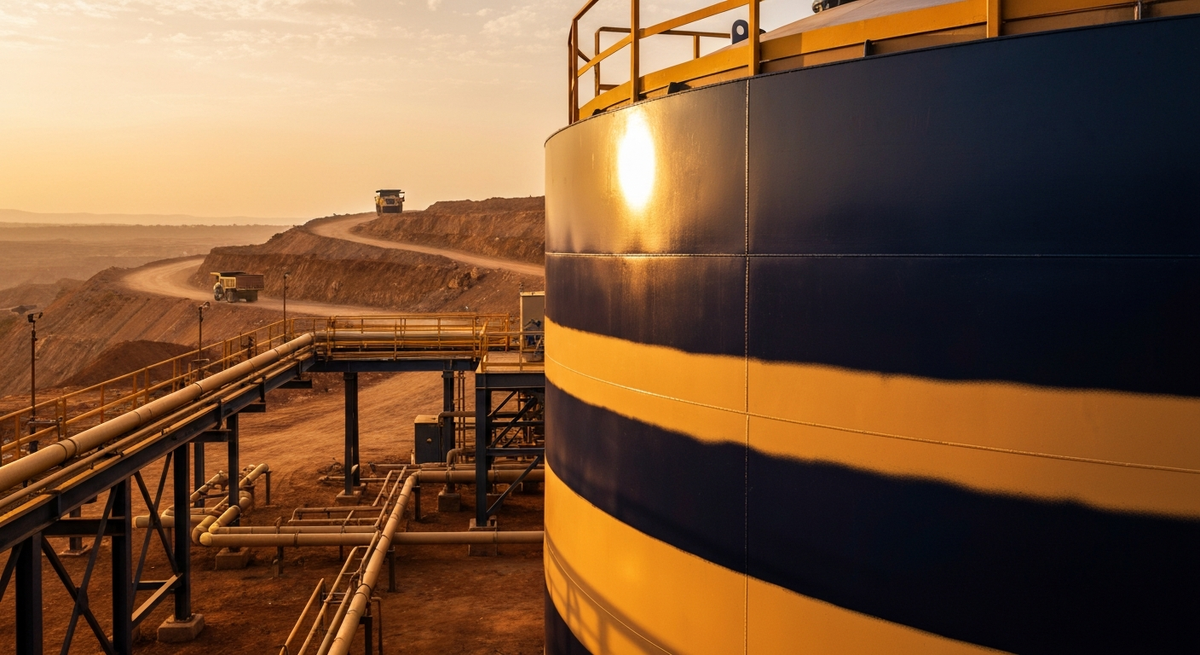 Coated CIL cyanide tank at a West African gold mining operation